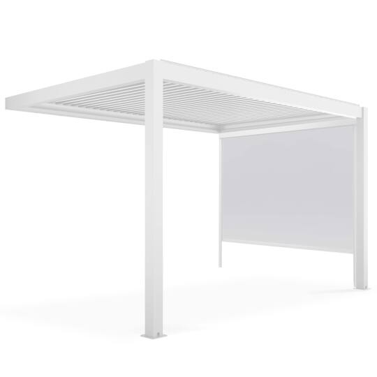 Pergola bioclimatica in alluminio addossata di 3x4 m con 1, 2 o 3 tende da sole