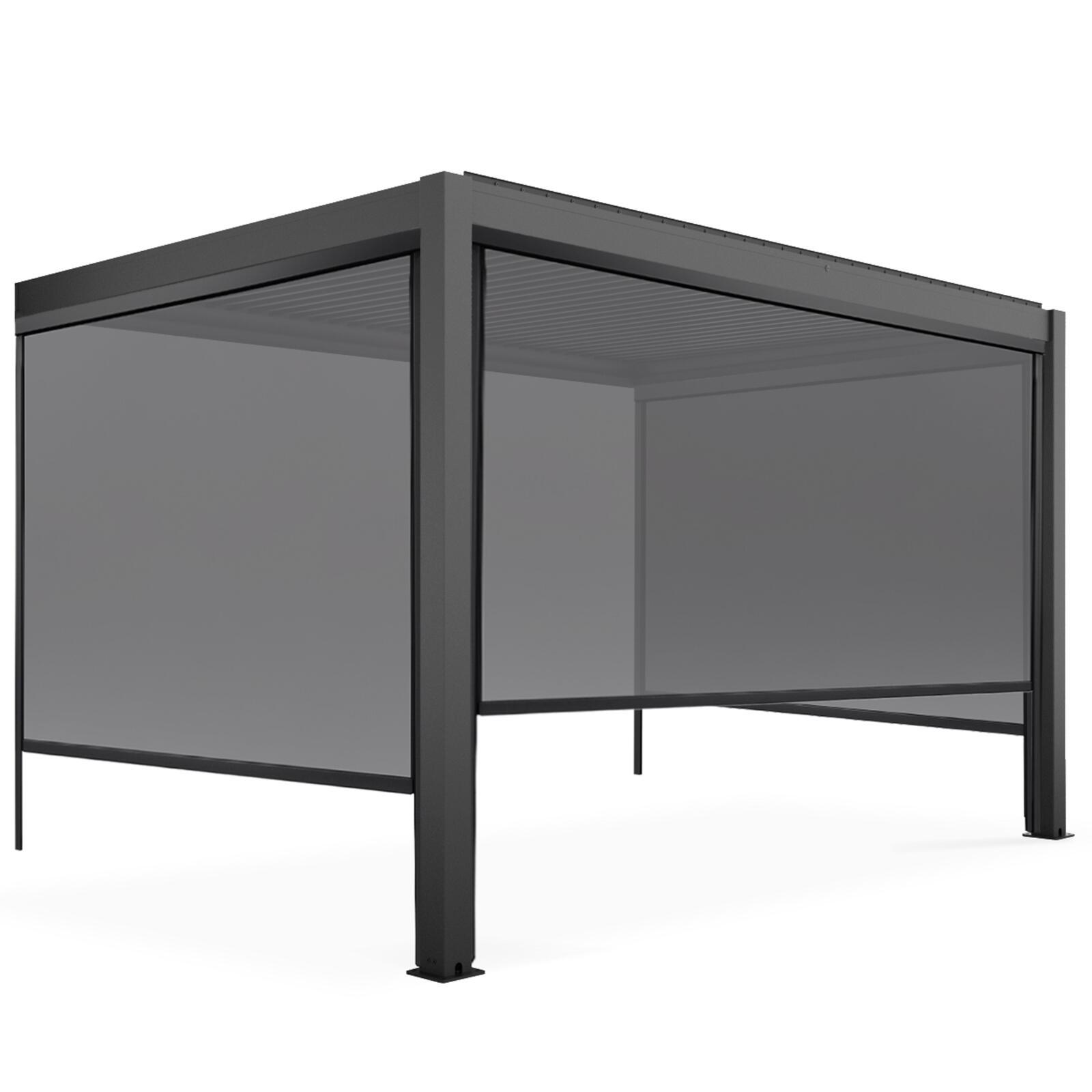 Pergola bioclimatica in alluminio addossata di 3x4 m con 1, 2 o 3 tende da sole