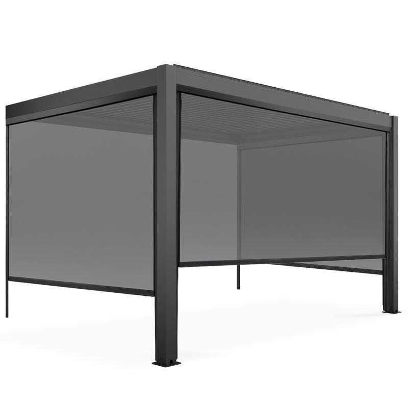 Pergola bioclimatica in alluminio addossata di 3x4 m con 1, 2 o 3 tende da sole