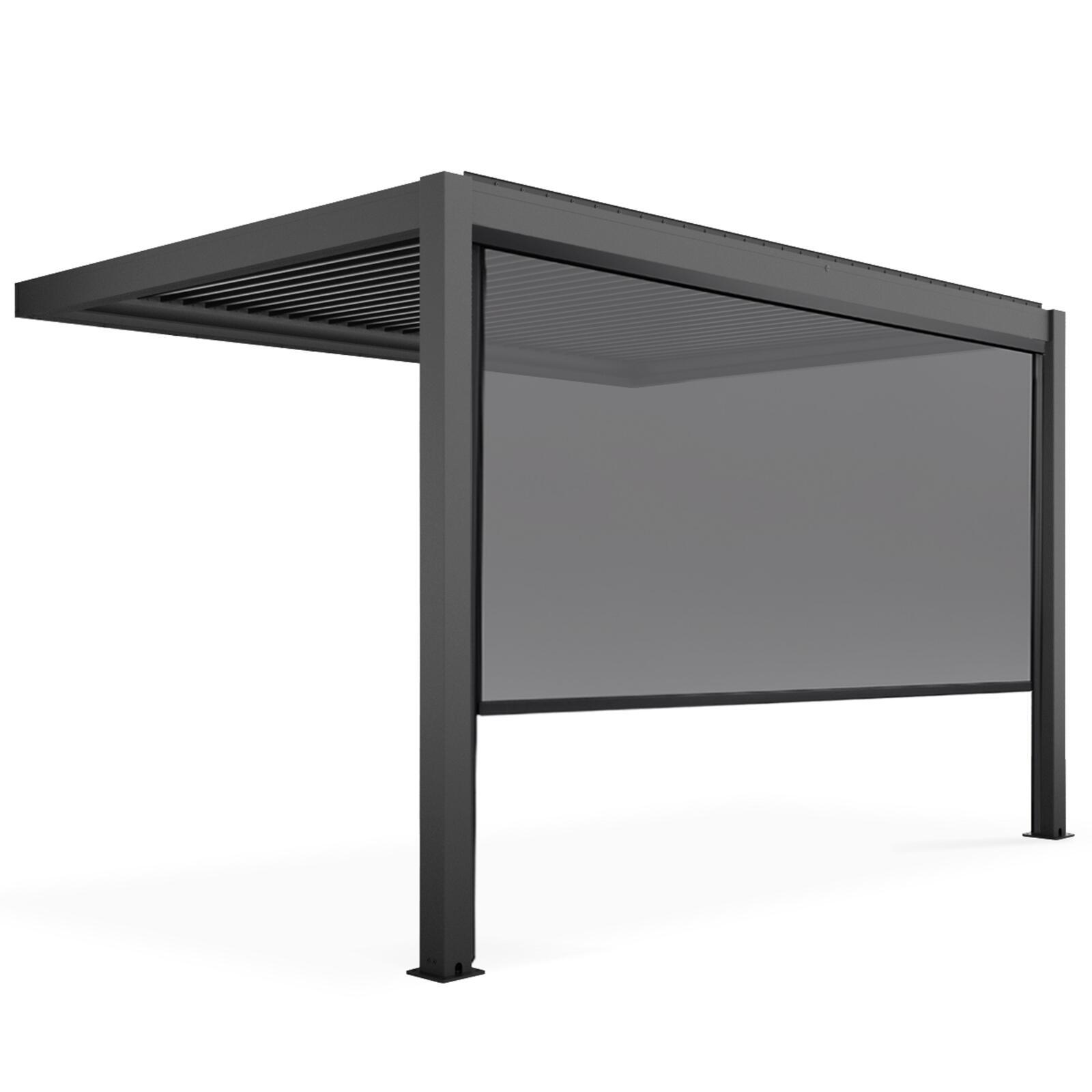 Pergola bioclimatica in alluminio addossata di 3x4 m con 1, 2 o 3 tende da sole