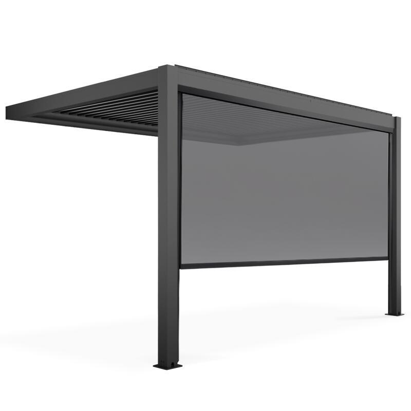 Pergola bioclimatica in alluminio addossata di 3x4 m con 1, 2 o 3 tende da sole