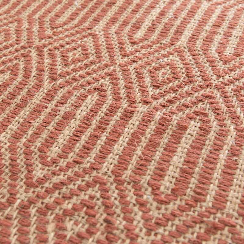 Tappeto rettangolare con frange in juta naturale, tessuto a mano a pelo corto (3/4)