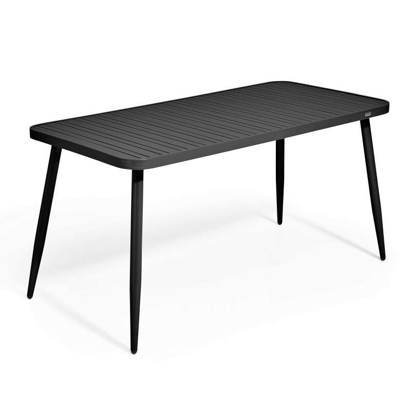 Table de jardin rectangulaire 150 x 75 cm avec 4 chaises avec accoudoirs en aluminium et bois