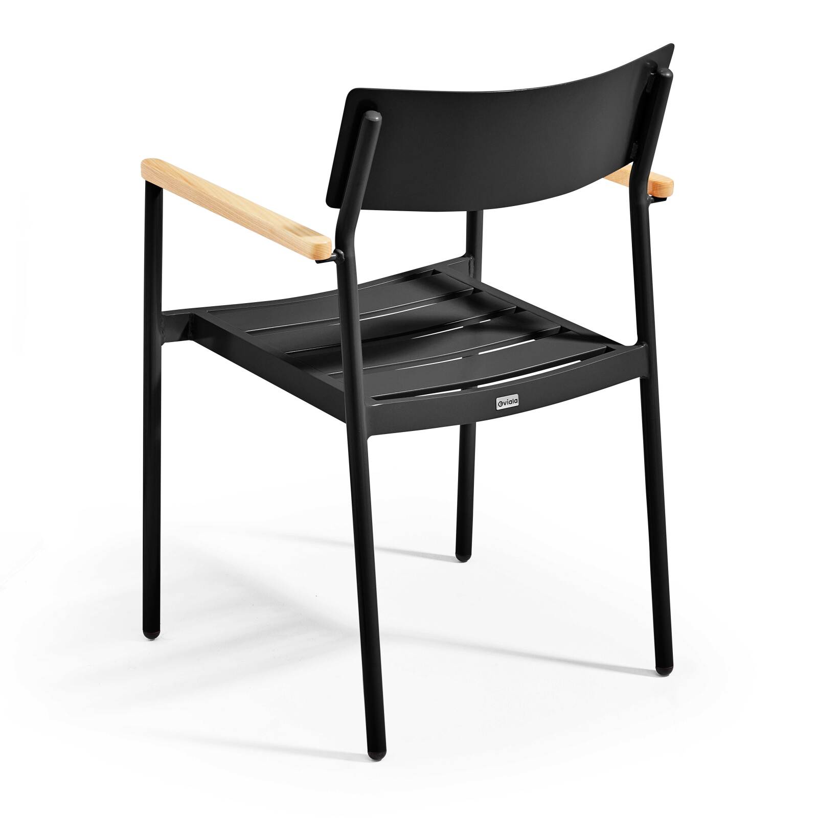 Table de jardin rectangulaire 150 x 75 cm avec 4 chaises avec accoudoirs en aluminium et bois