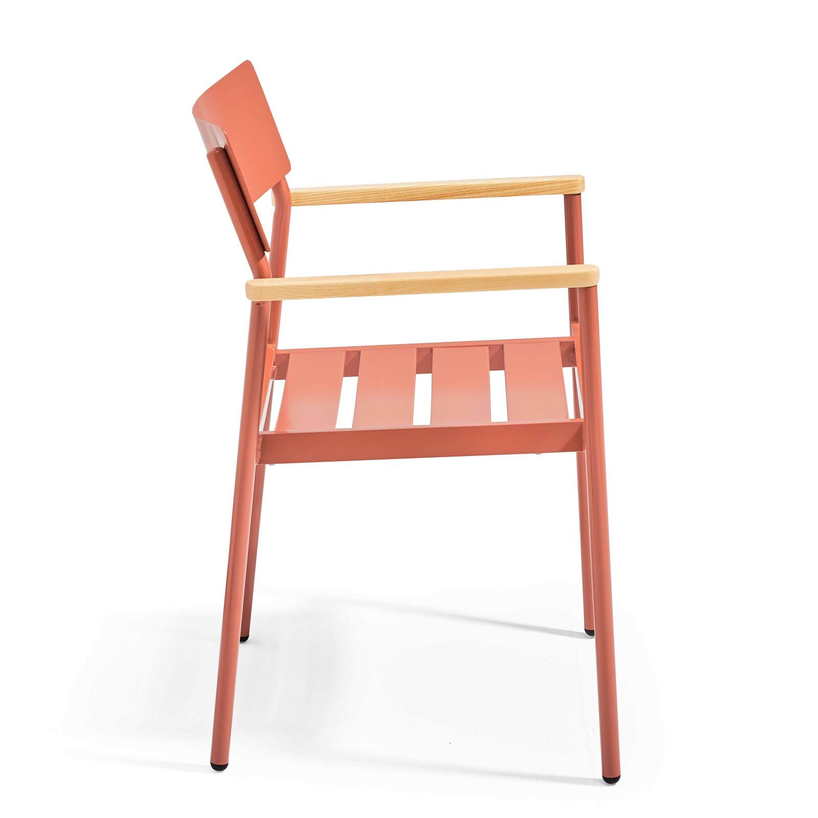 Table de jardin rectangulaire 150 x 75 cm avec 4 chaises avec accoudoirs en aluminium et bois