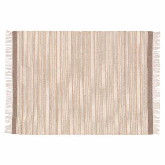 Tappeto rettangolare in lana e iuta rigato, a tessitura piatta a pelo corto
