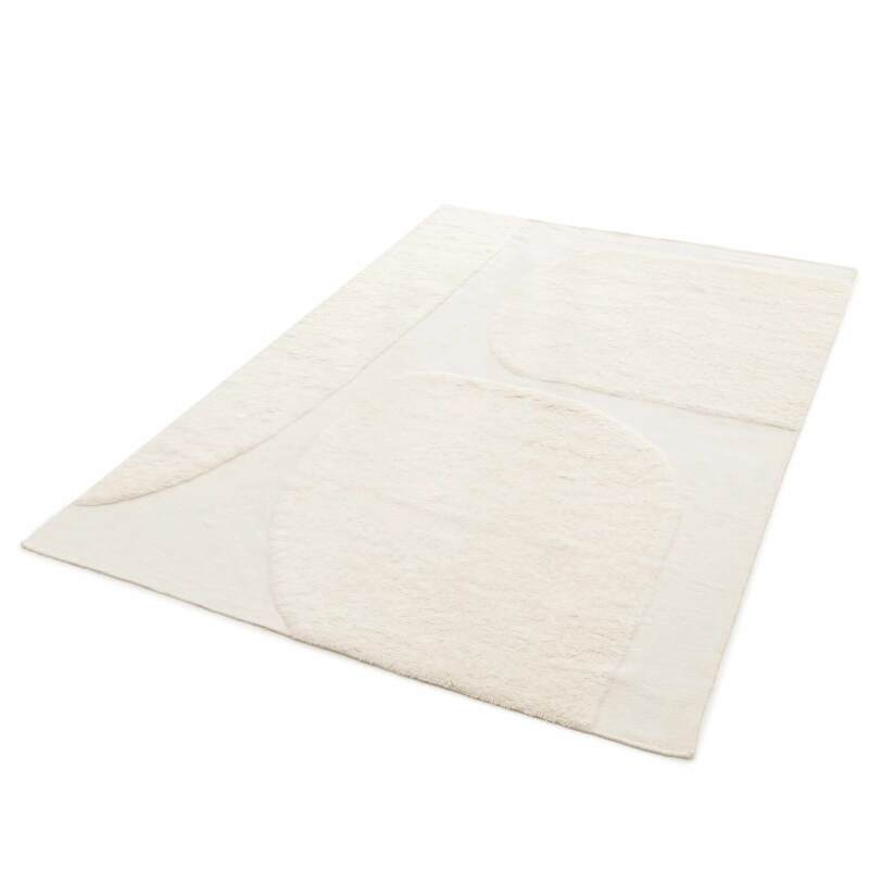 Tappeto rettangolare in lana con motivo a pelo corto tessuto a mano