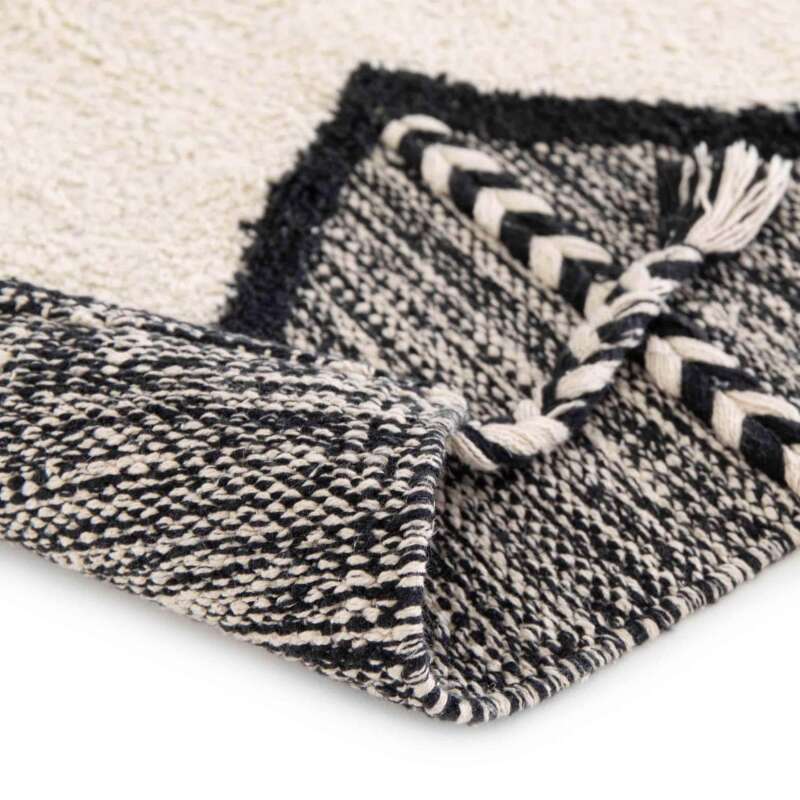 Tappeto berbero rettangolare in cotone tufted con frange a pelo corto