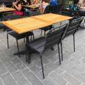 Tavolo quadrato in legno 70 x 70 cm + 2 sedie in metallo