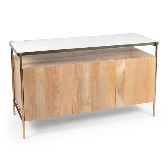 Buffet a 3 ante in marmo e mango 138 cm