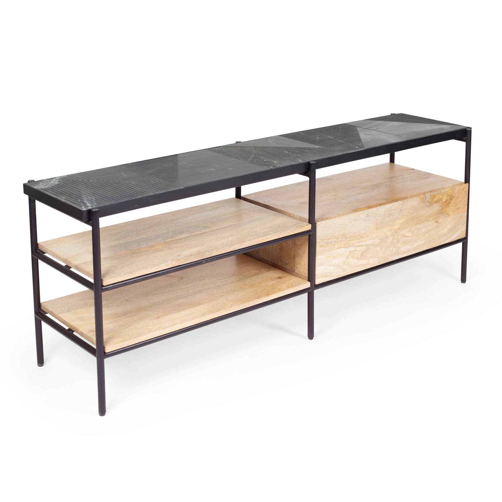 Mobile TV da 150 cm in marmo massiccio e mango