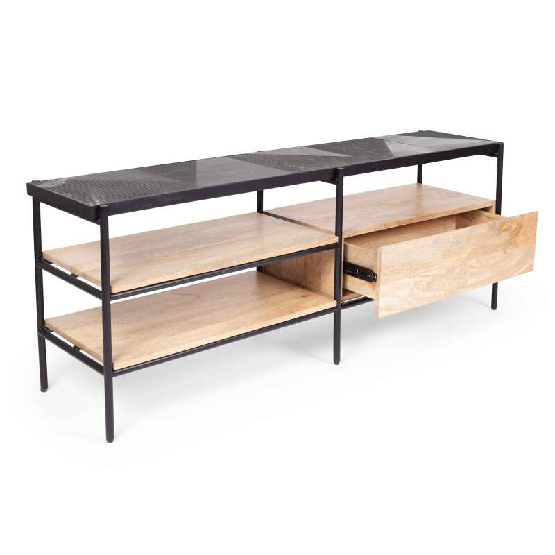 Mobile TV da 150 cm in marmo massiccio e mango