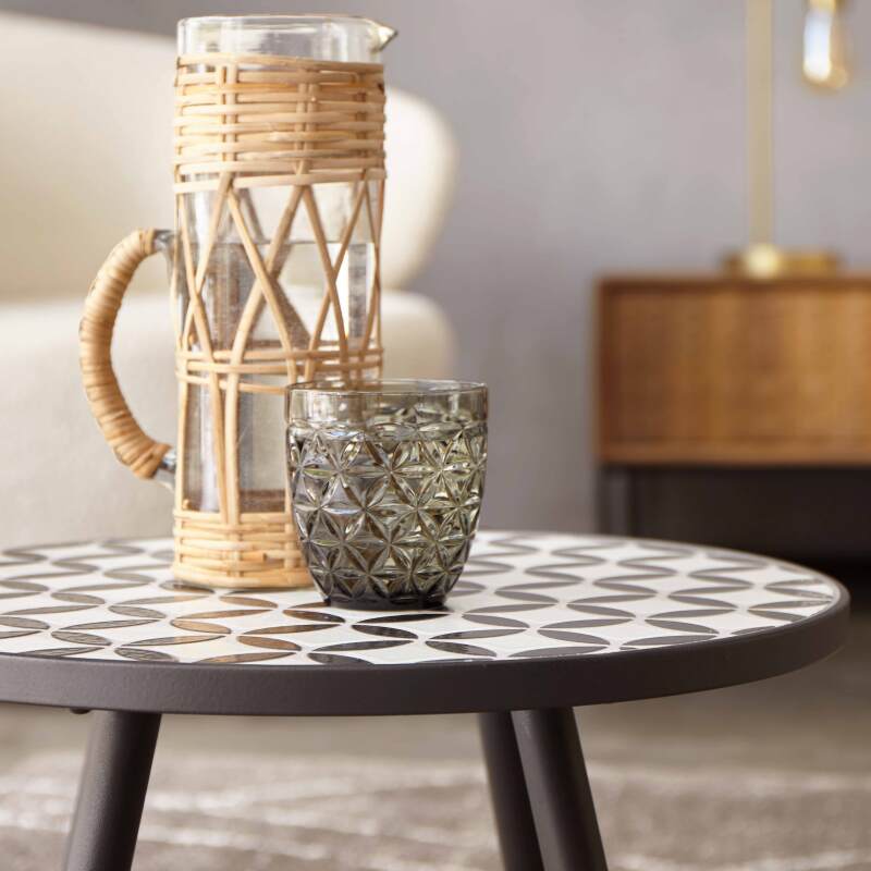 Tavolina da salotto rotondo in ceramica MOSAIC