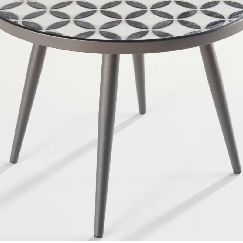 Tavolina da salotto rotondo in ceramica MOSAIC