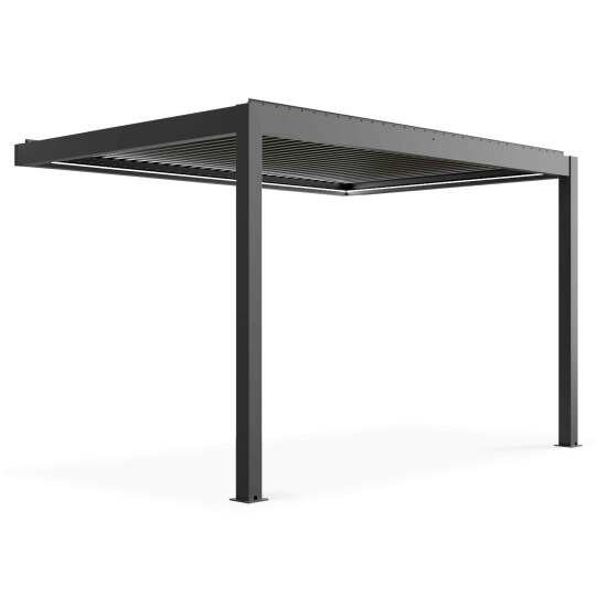 Pergola bioclimatica a sporgere in alluminio 3x4m motorizzata con illuminazione a LED | Oviala