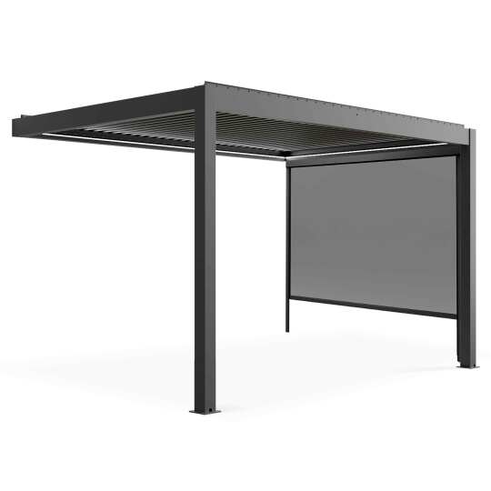 Pergola addossata in alluminio 3x4m motorizzata/illuminata con 1, 2 o 3 tende da sole