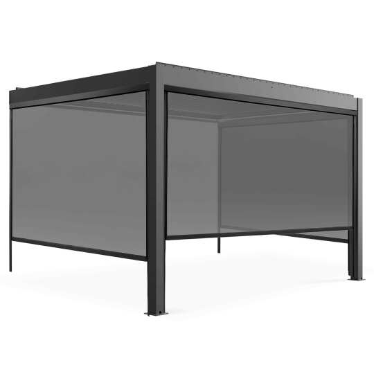 Pergola addossata in alluminio motorizzata/illuminata 3x4m con 1, 2 o 3 tende | Oviala