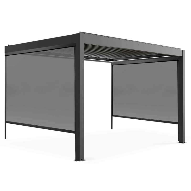 Pergola addossata in alluminio 3x4m motorizzata/illuminata con 1, 2 o 3 tende da sole