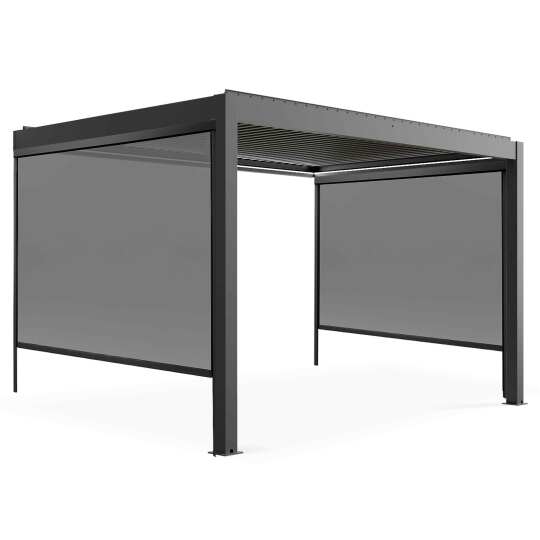 Pergola addossata in alluminio motorizzata/illuminata 3x4m con 1, 2 o 3 tende | Oviala