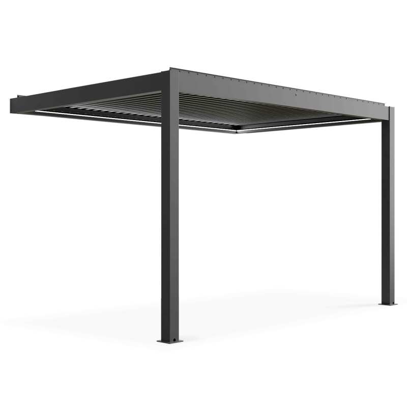 Pergola addossata in alluminio 3x4m motorizzata/illuminata con 1, 2 o 3 tende da sole