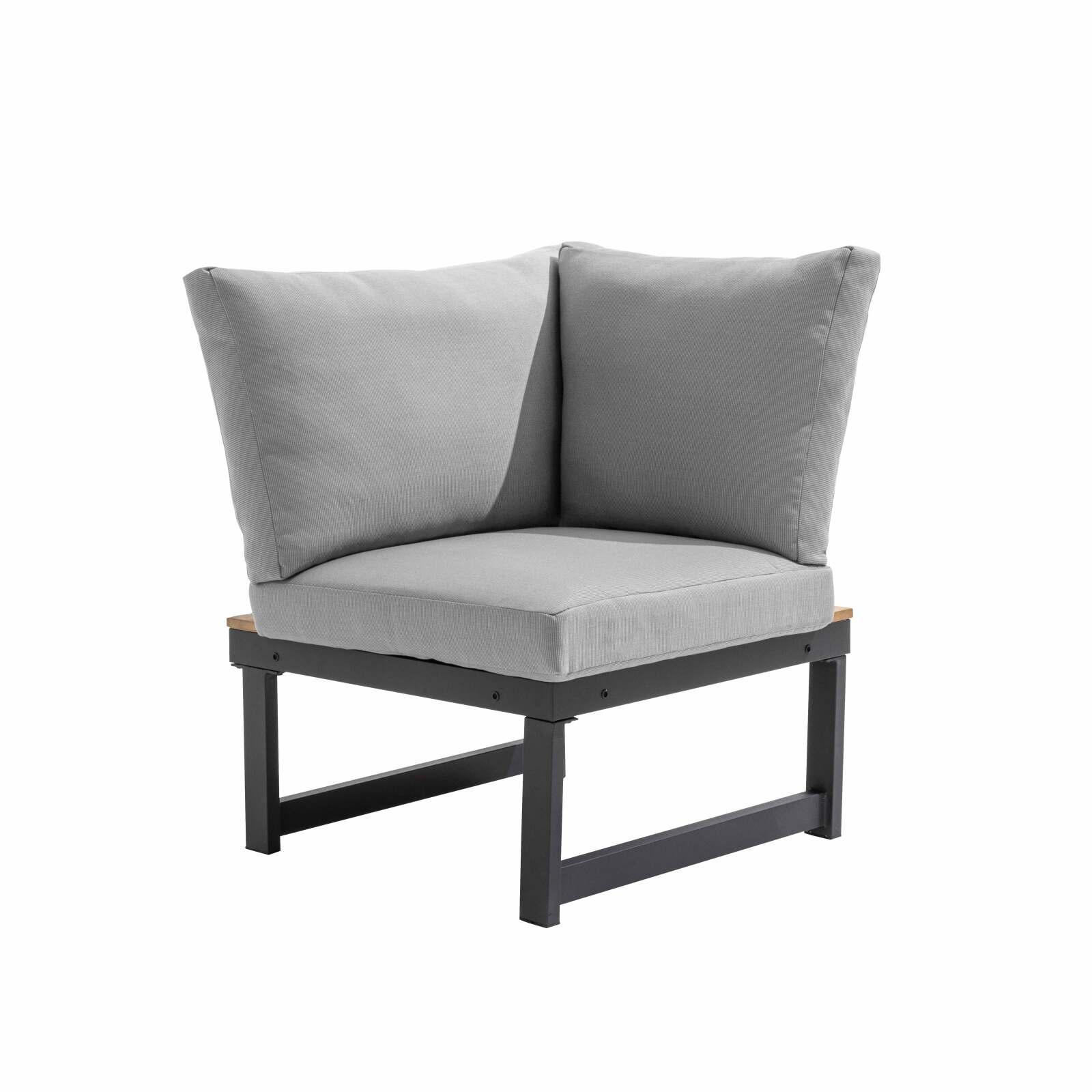 Salotto da giardino basso ad angolo a 6 posti in alluminio e legno FSC®