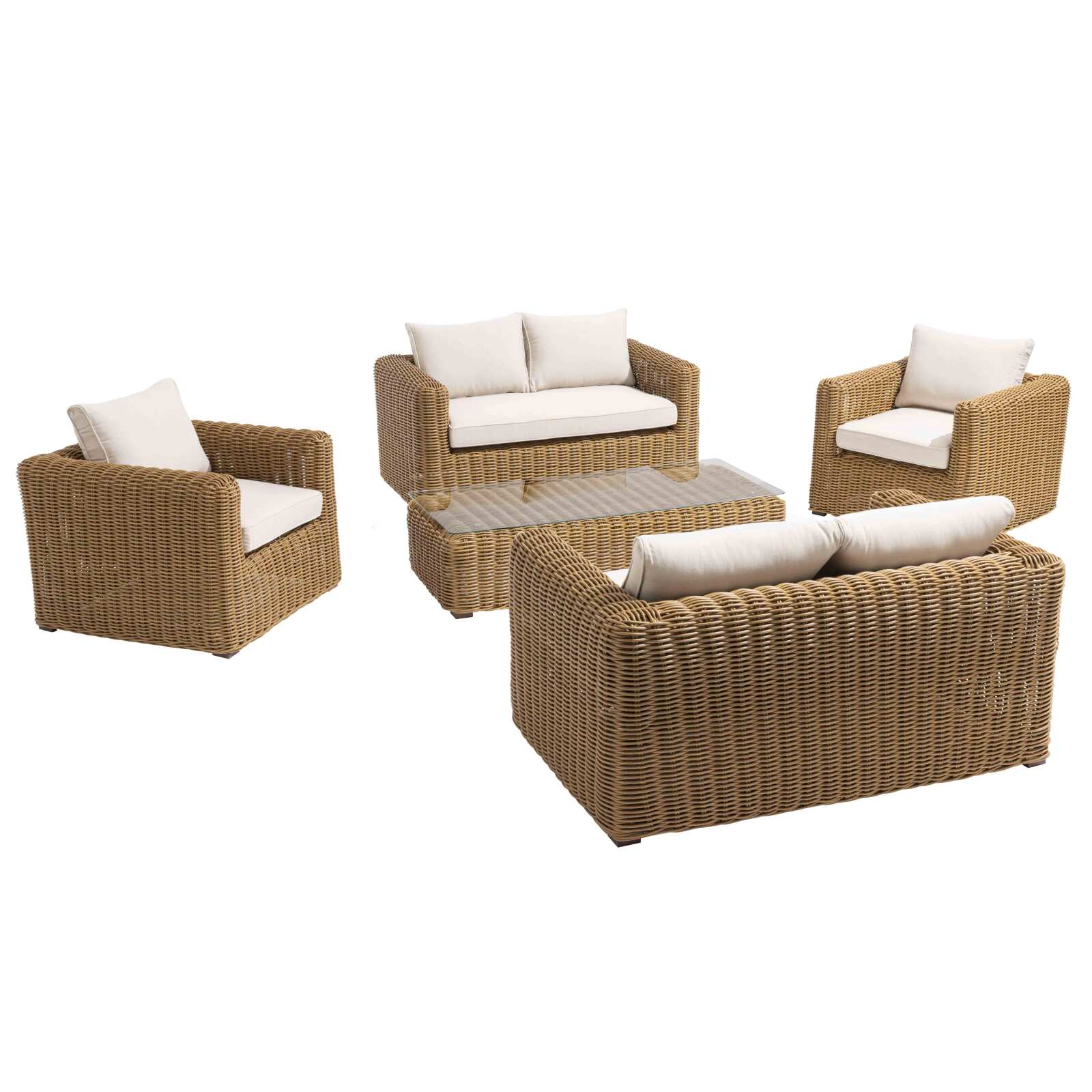 Salotto da giardino basso a 6 posti in resina intrecciata Salotto da giardino basso a 6 posti in resina intrecciata