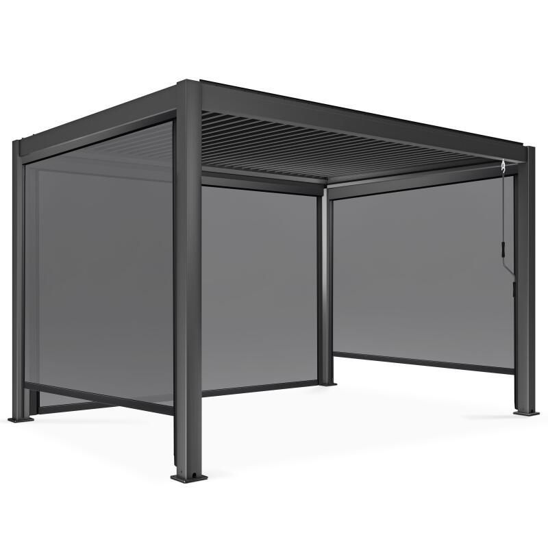 Pergola bioclimatica autoportante in alluminio di 3x4 m con 1, 2 o 3 tende da sole