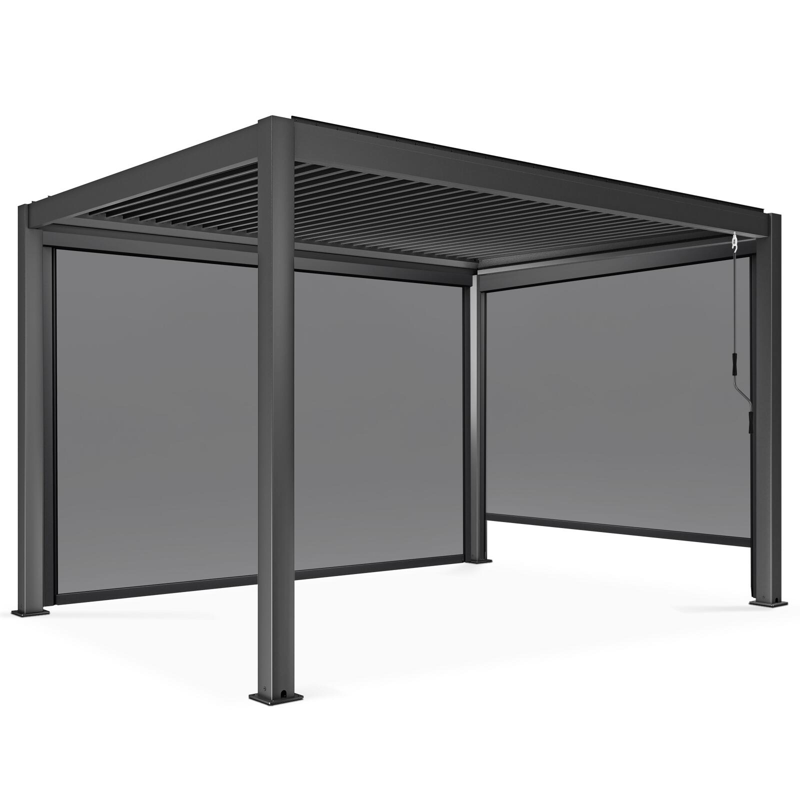 Pergola bioclimatica autoportante in alluminio di 3x4 m con 1, 2 o 3 tende da sole
