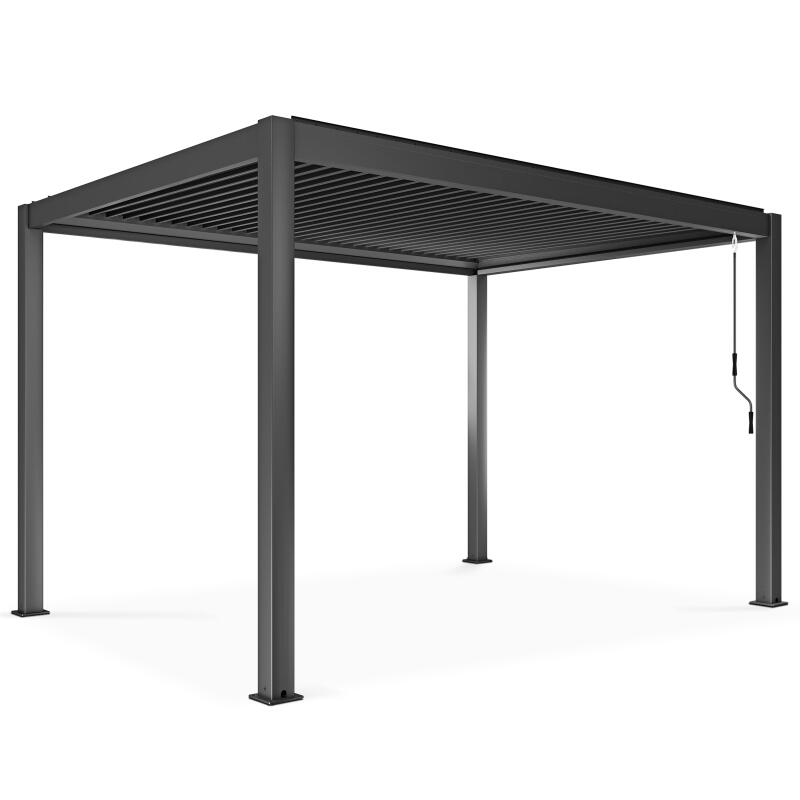 Pergola bioclimatica autoportante in alluminio di 3x4 m con 1, 2 o 3 tende da sole