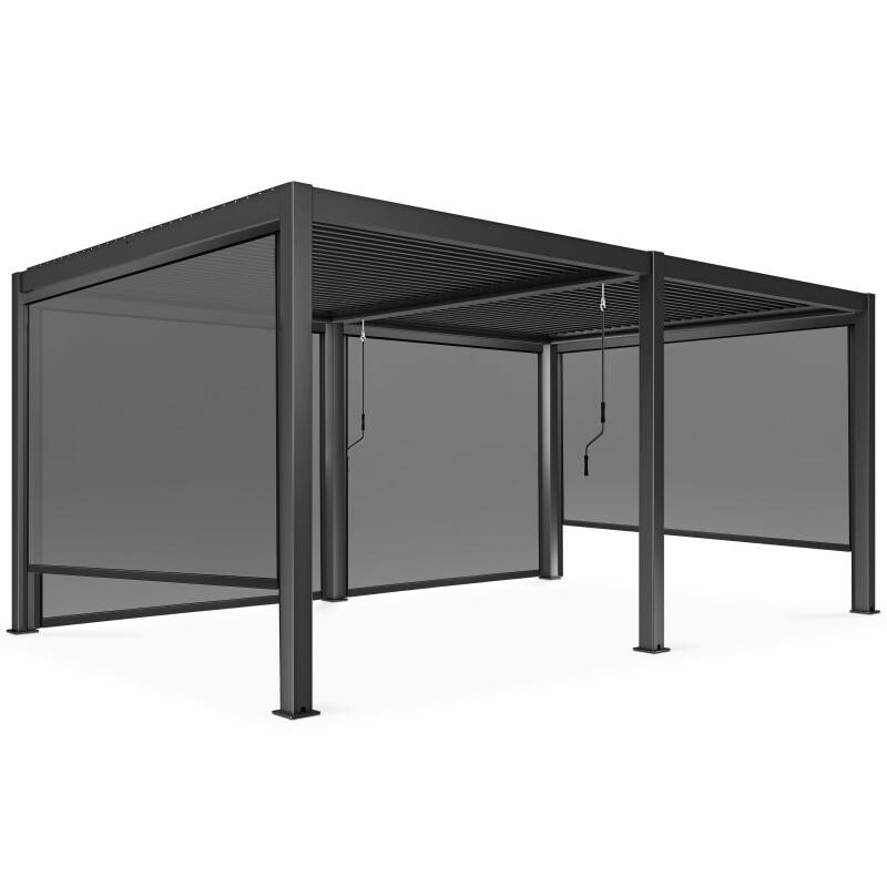 Pergola bioclimatica autoportante in alluminio di 3x6 m con 2 o 4 tende da sole