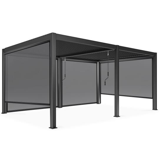 Pergola bioclimatica autoportante in alluminio di 3x6 m con 2 o 4 tende da sole