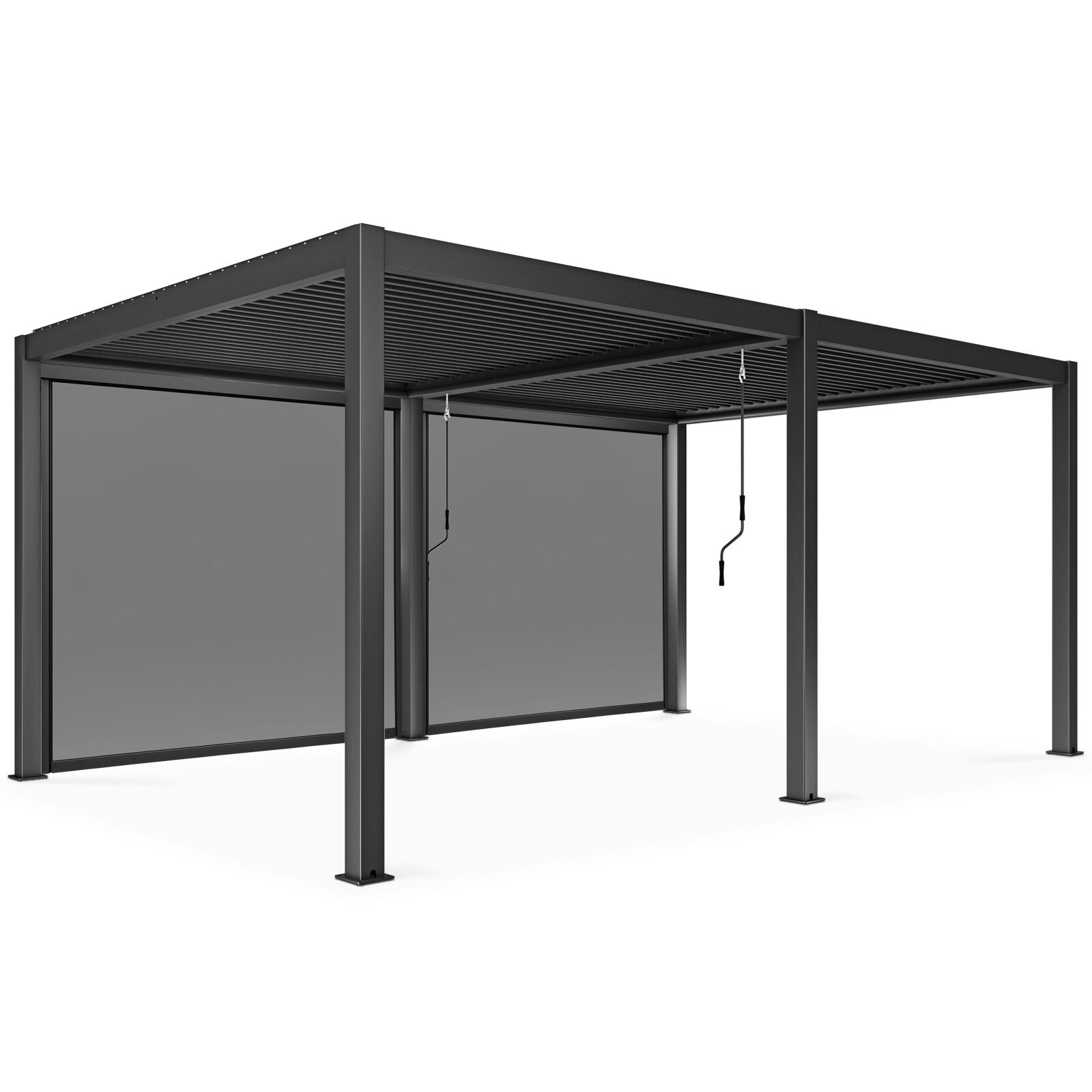 Pergola bioclimatica autoportante in alluminio di 3x6 m con 2 o 4 tende da sole