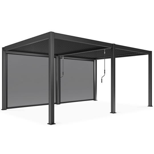 Pergola bioclimatica autoportante in alluminio 3x6 m con 2 o 4 tende da sole | Oviala