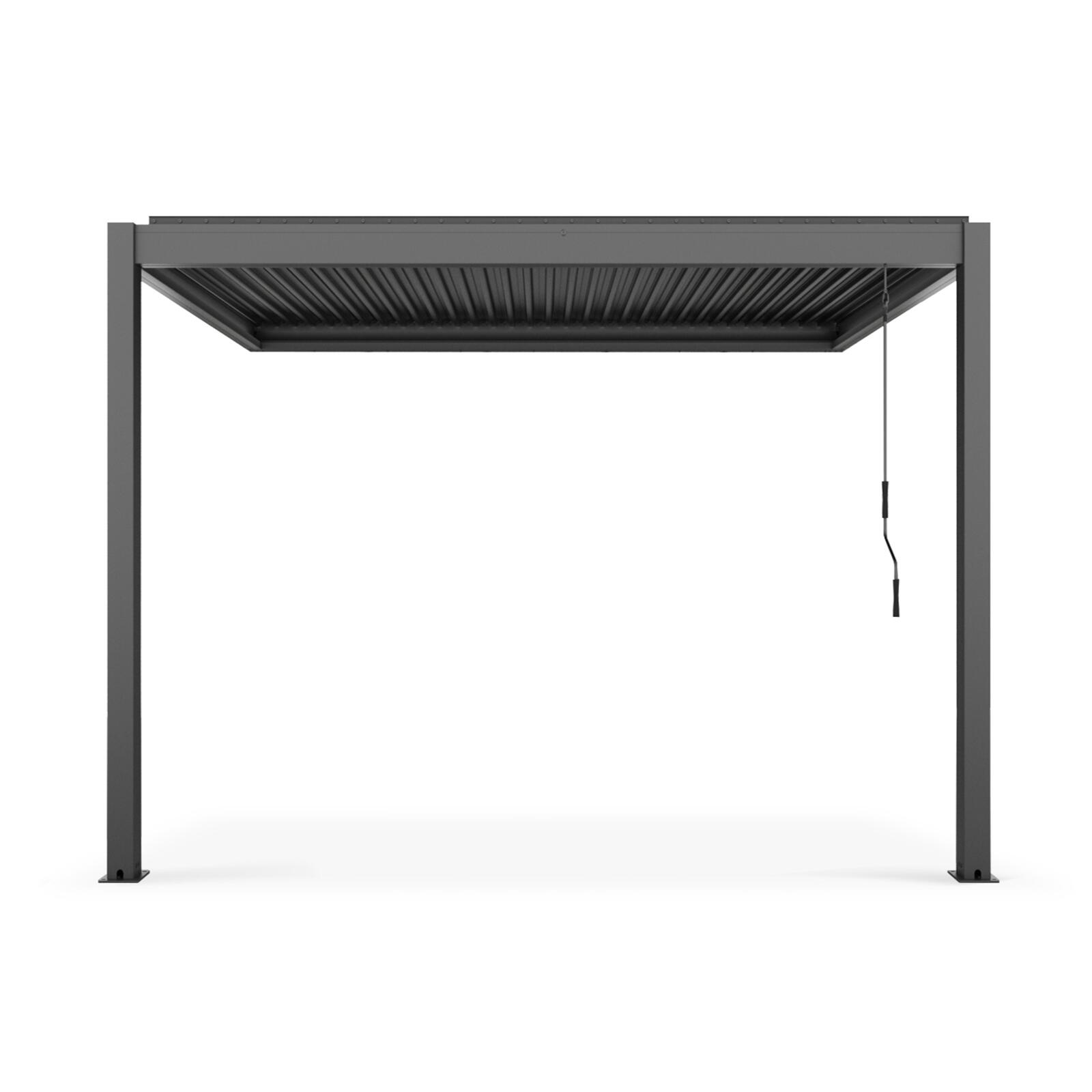 Pergola bioclimatica in alluminio addossata di 3x3 m con 1, 2 o 3 tende da sole