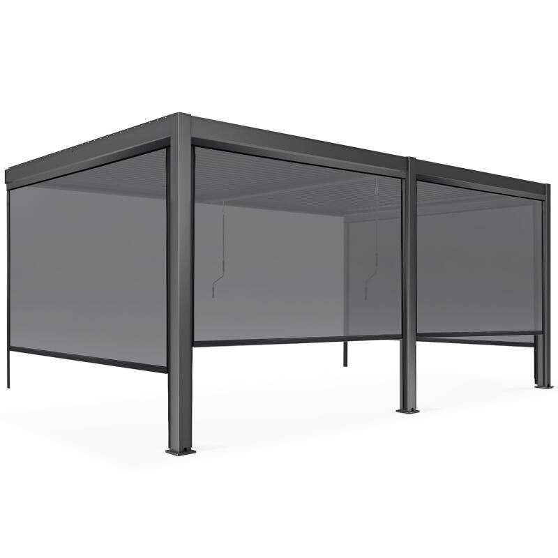 Pergola bioclimatica in alluminio addossata di 3x6 m con 2 o 4 tende da sole