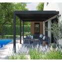 Pergola bioclimatica in alluminio addossata di 3x6 m con 2 o 4 tende da sole
