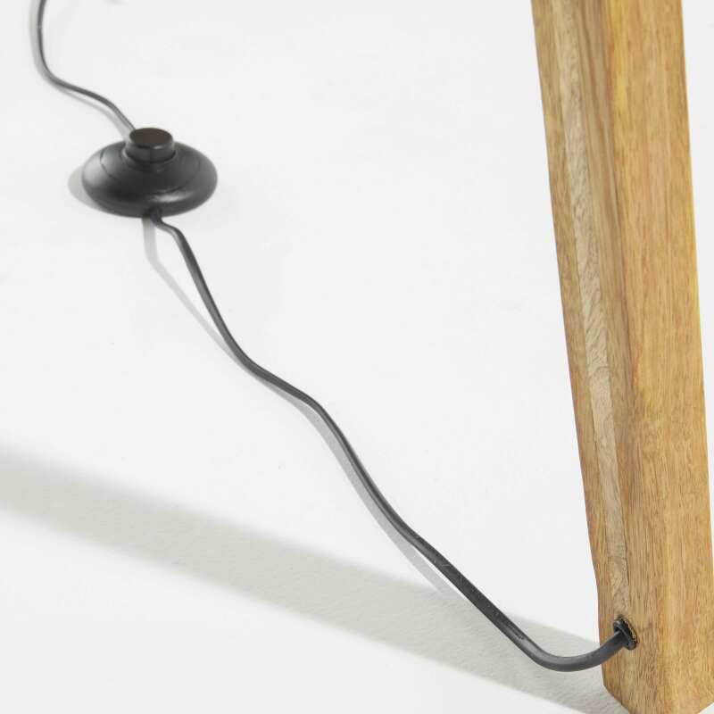 Lampada da terra in legno massello di mango e rattan