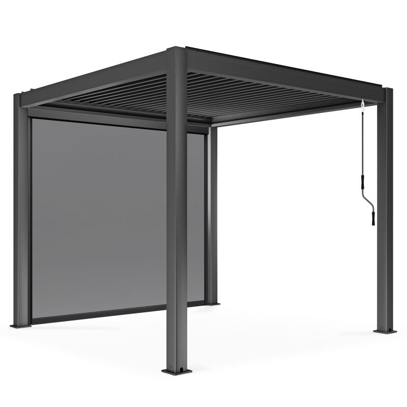 Pergola bioclimatica autoportante in alluminio di 3x3 m con 1, 2 o 3 tende da sole