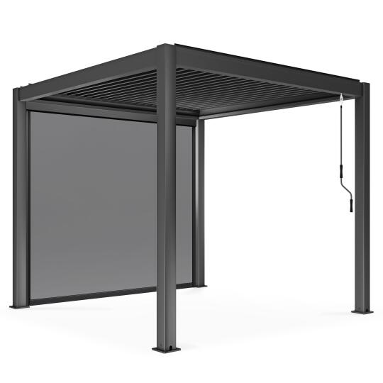 Pergola bioclimatica autoportante in alluminio 3x3 m con 1, 2 o 3 tende da sole | Oviala