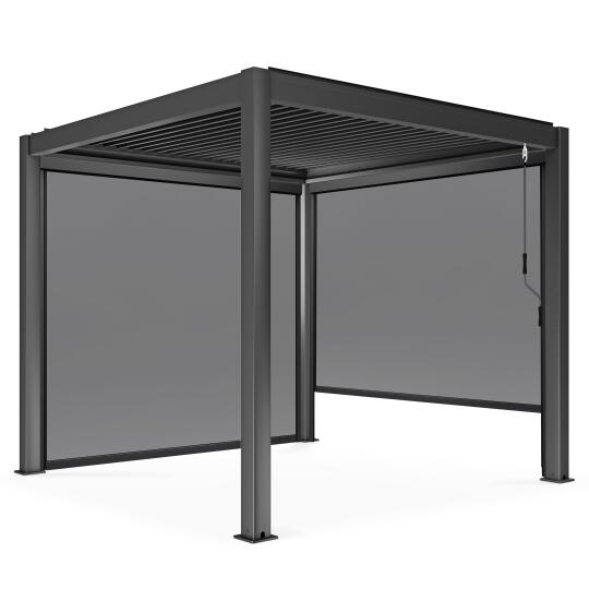 Pergola bioclimatica autoportante in alluminio 3x3 m con 1, 2 o 3 tende da sole | Oviala