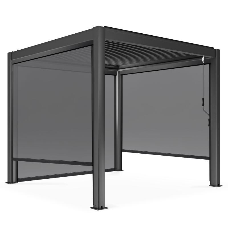 Pergola bioclimatica autoportante in alluminio di 3x3 m con 1, 2 o 3 tende da sole