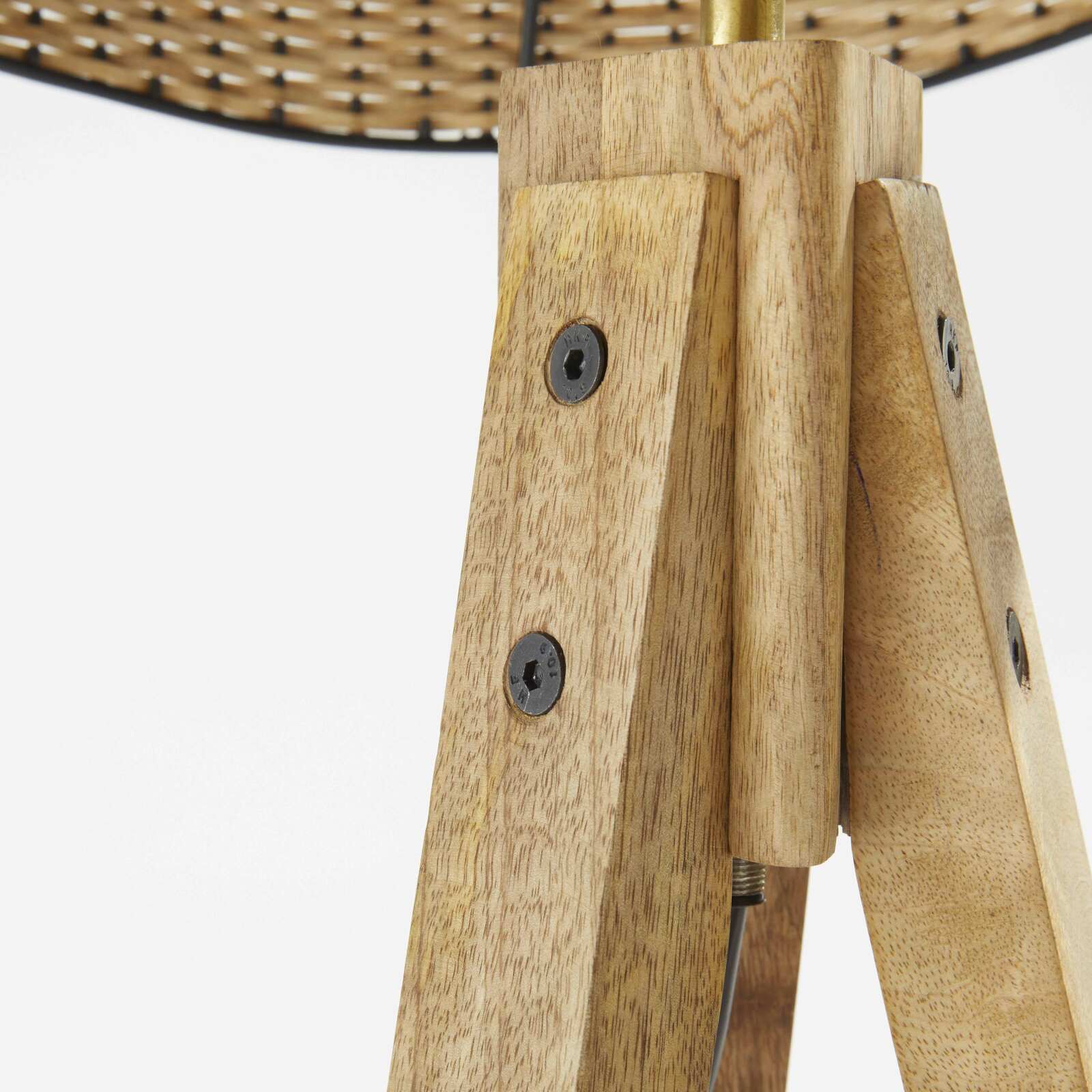 Lampada da terra in legno massello di mango e rattan