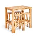 Tavolo e 4 sgabelli da bar in massello di teak riciclato FSC®