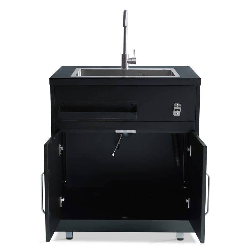 Lavello con 2 ante in acciaio nero per cucina esterna