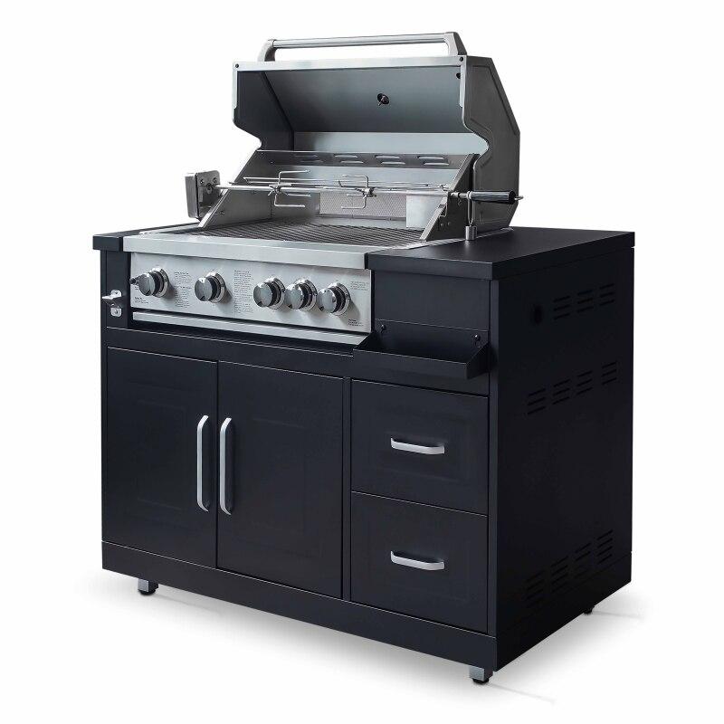 Mobili in acciaio Barbecue a gas 4 + 1 bruciatori per cucina esterna
