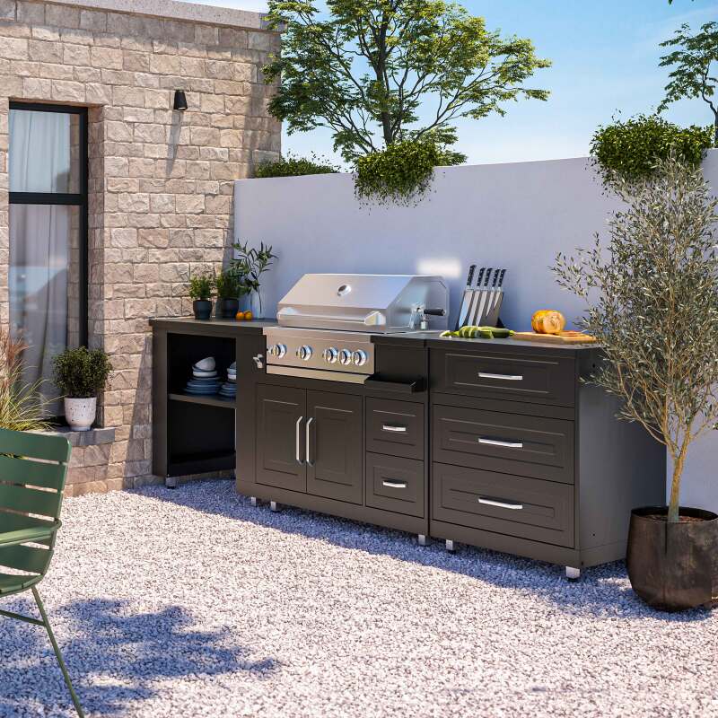 Mobili in acciaio Barbecue a gas 4 + 1 bruciatori per cucina esterna