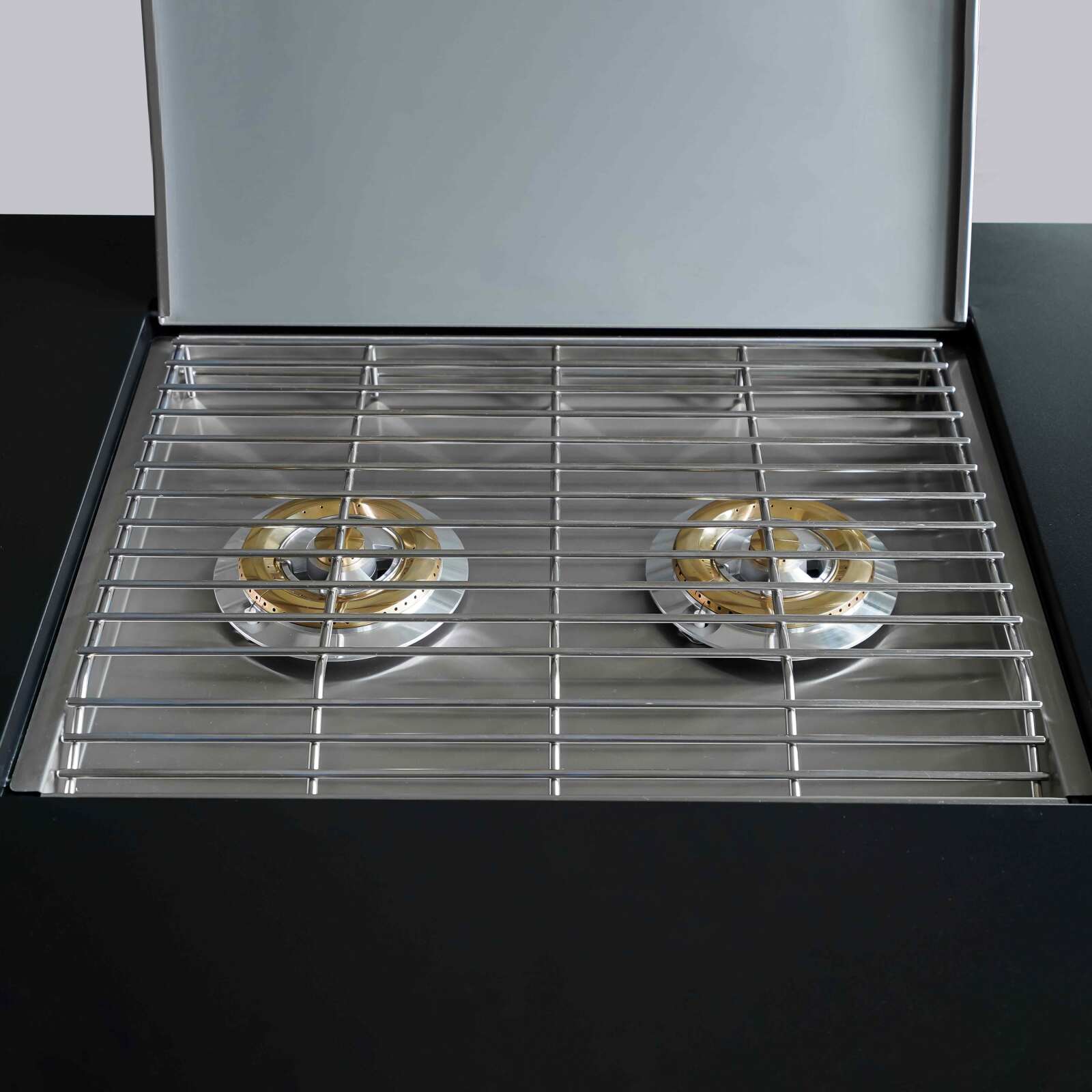 Modulo cucina a gas in acciaio a 2 fuochi per cucine da esterno