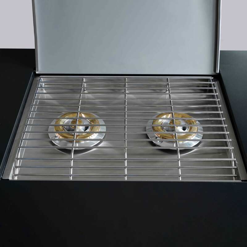 Modulo cucina a gas in acciaio a 2 fuochi per cucine da esterno