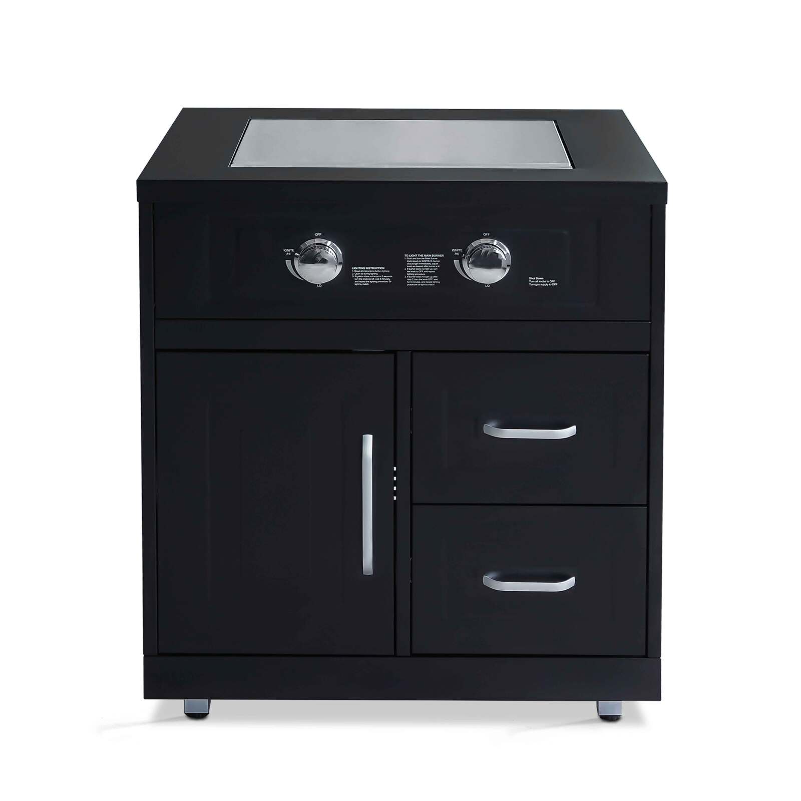 Modulo cucina a gas in acciaio a 2 fuochi per cucine da esterno