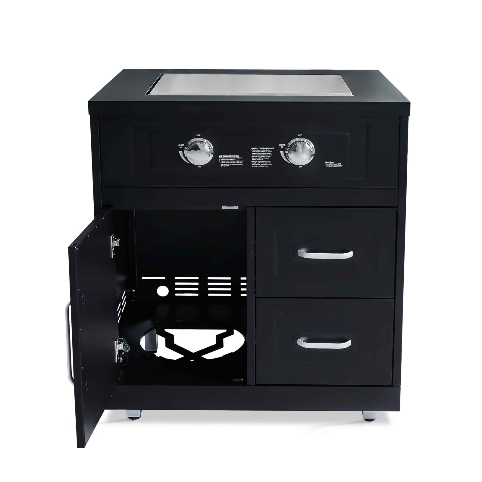 Modulo cucina a gas in acciaio a 2 fuochi per cucine da esterno